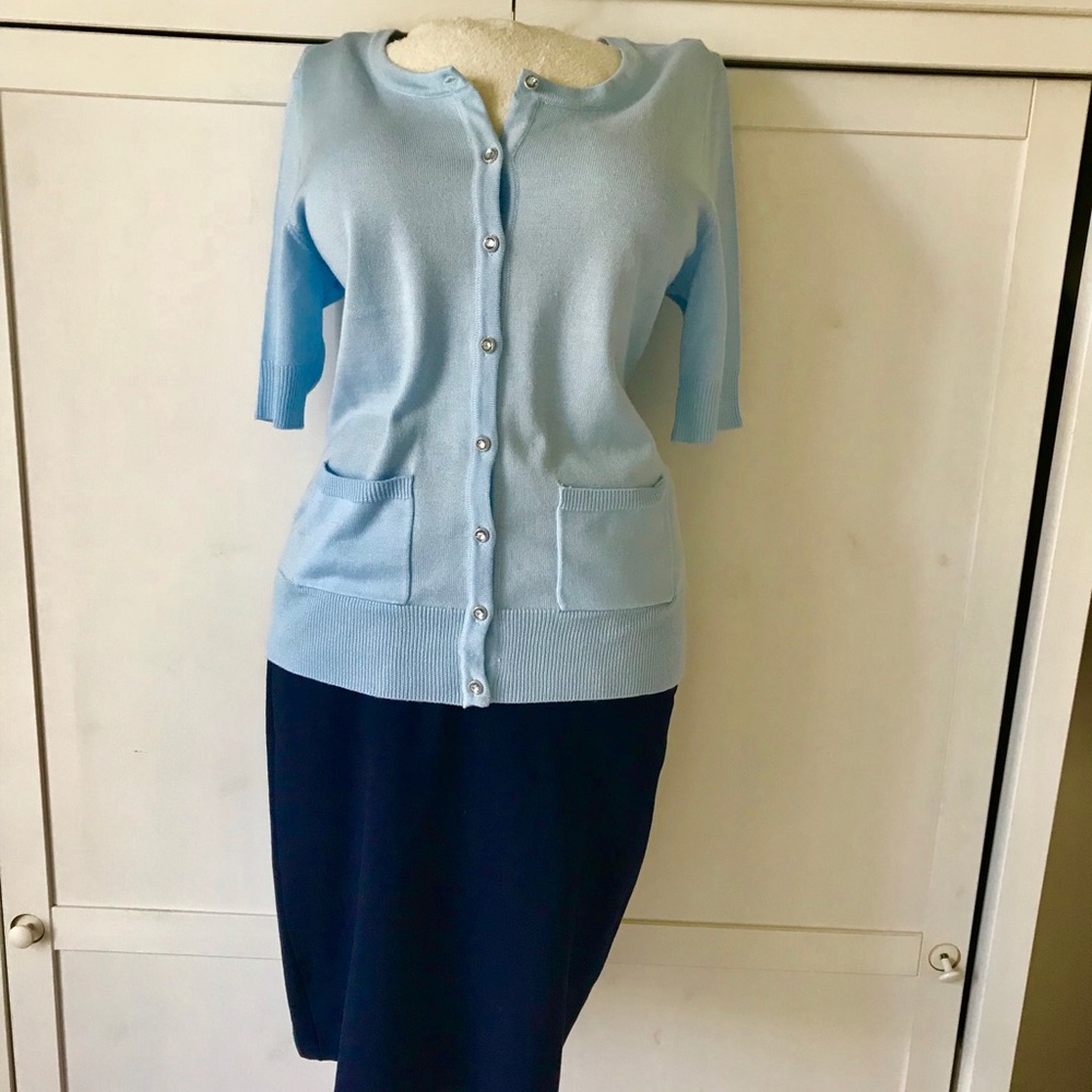 Baby blue summer sweater, short sleeve